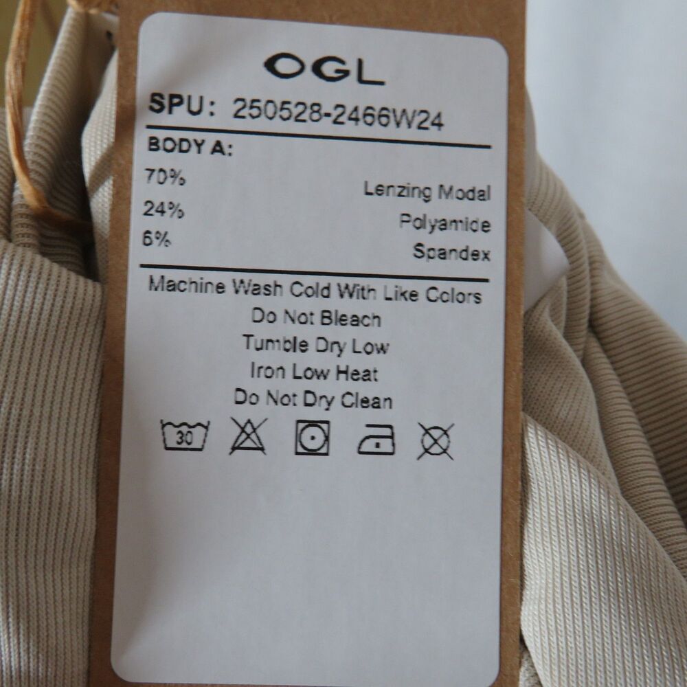 OGL Sandwashed Modal Knit Eco Friendly Soft Stretchy Draped Tee Beige Size Large - Picture 3 of 13